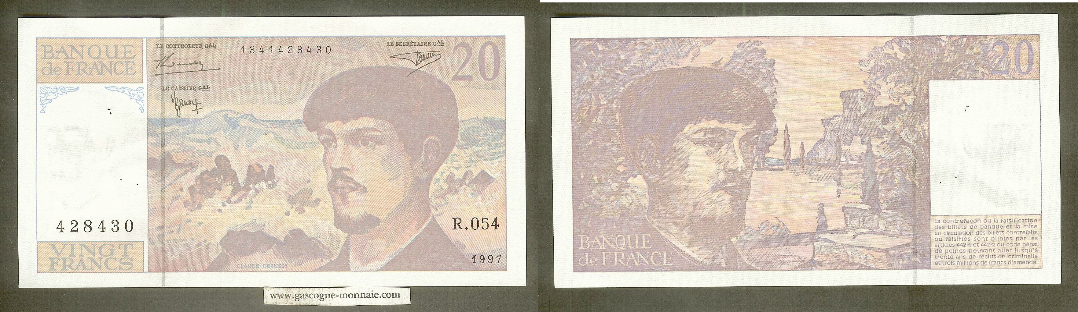 20 francs Debussy 1997  R.054  428430 SPL-
